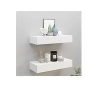 Wandschappen 2 st met lade 60x23,5x10 cm MDF wit330256