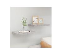 Wandschappen 2 st zwevend 40x23x3,8 cm MDF betongrijs326592