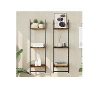 Wandschappen 3-laags stangen 2 st 30x25x100 cm gerookt eiken836260