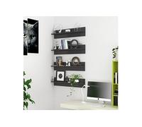 Wandschappen 4 st 80x11,5x18 cm bewerkt hout hoogglans grijs807350