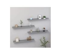 vidaXL Étagères murales 4 pcs Gris 80x9x3 cm