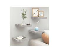 Wandschappen 4 st zwevend 23x23,5x3,8 cm MDF betongrijs326590