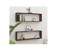 815912 vidaXL Étagères murales cube 2 pcs Chêne marron 100x15x30 cm Bois
