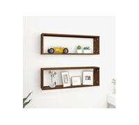 Vidaxl Étagères Murales Cubiques 2 Pcs Chêne Marron 80x15x26,5 Cm Multicolore