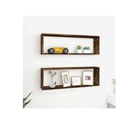 Vidaxl Étagères Murales Cubiques 2 Pcs Chêne Fumé 80x15x26,5 Cm Multicolore