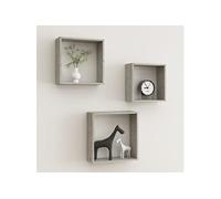 vidaXL Wandschappen kubus 3 st betongrijs326721 Gris G