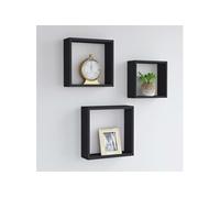 Étagères murales sous forme de cube 3 pcs Noir MDF
