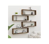 vidaXL Wandschappen kubus 4 st 100x15x30 cm bewerkt hout gerookt eiken815907 Marron G