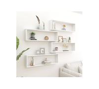 Wandschappen kubus 4 st 100x15x30 cm bewerkt hout hoogglans wit807098