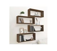vidaXL Wandschappen kubus 4 st 60x15x23 cm bewerkt hout bruin eiken815931 Brun G