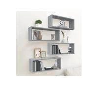 vidaXL Wandschappen kubus 4 st 60x15x23 cm bewerkt hout grijs sonoma815928 Gris G