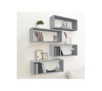 vidaXL Wandschappen kubus 4 st 60x15x23 cm bewerkt hout grijs sonoma815928 Gris G