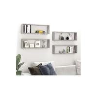 Wandschappen kubus 4 st 80x15x26,5 cm bewerkt hout betongrijs807119