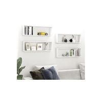 Wandschappen kubus 4 st 80x15x26,5 cm bewerkt hout wit807107