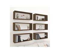 Wandschappen kubus 6 st 60x15x23 cm bewerkt hout bruin eiken815932