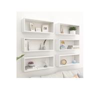 Vidaxl Étagères Murales Cube 6 Pcs Blanc 60x15x23 Cm Bois D¿Ingénierie Blanc