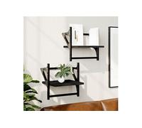 vidaXL Wandschappen met stangen 2 st 30x25x30 cm zwart836233 Noir G