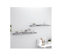 Wandschappen zwevend 2 st 120x23,5x3,8 cm MDF grijs323863