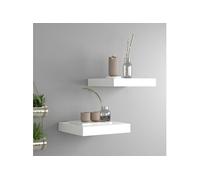 Wandschappen zwevend 2 st 23x23,5x3,8 cm MDF wit323803