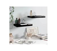 Wandschappen zwevend 2 st 40x23x3,8 cm MDF hoogglans zwart323764