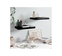 Wandschappen zwevend 2 st 40x23x3,8 cm MDF hoogglans zwart323764