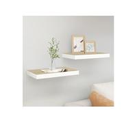 vidaXL Étagères murales flottantes Lot de 2 – Chêne/Blanc 50×23×3,8 cm MDF
