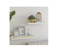 Vidaxl Étagères Flottantes 2 Pcs Chêne Et Blanc 60x23,5x3,8 Cm Mdf Multicolore