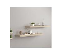 Vidaxl Étagères Murales Flottantes 2 Pcs Chêne 80x23,5x3,8 Cm Mdf Multicolore