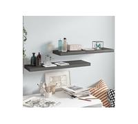 Wandschappen zwevend 2 st 80x23,5x3,8 cm MDF hoogglans grijs323794