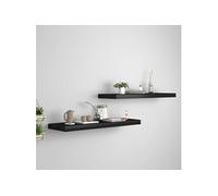 Wandschappen zwevend 2 st 80x23,5x3,8 cm MDF zwart323836