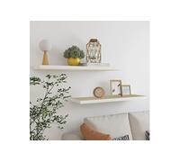 Vidaxl Étagères Flottantes 2 Pcs Chêne Et Blanc 90x23,5x3,8 Cm Mdf Multicolore