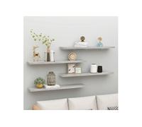 Vidaxl Etagères Murales Flottantes 4 Pcs Gris Béton 120x23,5x3,8cm Mdf Gris