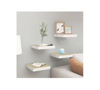 Wandschappen zwevend 4 st 23x23,5x3,8 cm MDF eikenkleurig wit326569