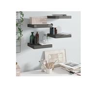 Wandschappen zwevend 4 st 23x23,5x3,8 cm MDF hoogglans grijs323783