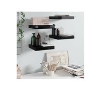 Wandschappen zwevend 4 st 23x23,5x3,8 cm MDF hoogglans zwart323762