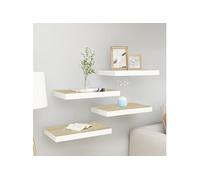 Vidaxl Étagères Flottantes 4 Pcs Chêne Et Blanc 40x23x3,8 Cm Mdf Blanc