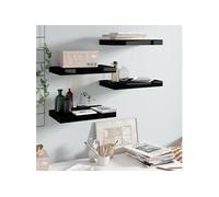 Wandschappen zwevend 4 st 40x23x3,8 cm MDF hoogglans zwart323765