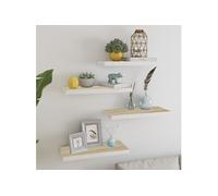 Wandschappen zwevend 4 st 60x23,5x3,8 cm MDF eikenkleurig wit326578