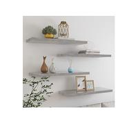 vidaXL 4X Etagères Murales Flottantes Etagères Suspendues Supports Muraux Salon Salle de Séjour Maison Intérieur Gris Béton 80x23,5x3,8 cm MDF