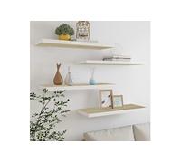Vidaxl Étagères Flottantes 4 Pcs Chêne Et Blanc 80x23,5x3,8 Cm Mdf Multicolore
