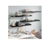 Vidaxl Étagère Murale Flottante 4 Pcs Noir Brillant 90x23,5x3,8 Cm Mdf Noir