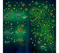WandSticker4U®- [377 pièces] Stickers muraux DINOSAURE lumineux I Stickers phosphorescent animaux jungle autocollant fluorescent enfant étoiles plafond I Déco murale chambre enfant garçon bébé