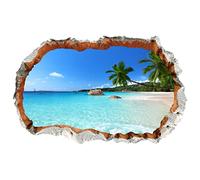 WandSticker4U®- 3D Stickers muraux chambre adulte ÎLE de VACANCES (90x60 cm) I Autocollant mural mer caraïbes plage océan palmier tropical poster I Déco murale salon chambre couloir entrée adulte