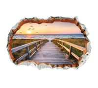 WandSticker4U®- 3D Stickers muraux chambre adulte VUE sur la MER (90x60 cm) I Autocollant mural coucher de soleil plage océan paysage poster porte I Déco murale salon chambre couloir entrée adulte