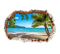 WandSticker4U®- 3D Stickers muraux chambre adulte VUE sur la MER (90x60 cm) I Autocollant mural île caraïbes plage océan palmier tropical poster porte I Déco murale salon chambre couloir entrée