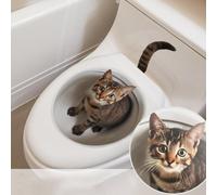 WandSticker4U®- Autocollant toilette CHAT 3D drôle I Stickers WC humour chaton 3d animaux imperméable I Décoration salle de bain autocollant abattant toilette chat mignon WC invités