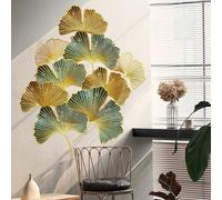 WandSticker4U®- Élégants stickers muraux FEUILLES de GINKGO vert/doré (73x87 cm) I Autocollants muraux décoratifs herbes plantes I Déco murale salon chambre cuisine salle de bain couloir meuble