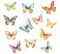 WandSticker4U®- Élégants stickers muraux PAPILLON avec contours dorés I Papillons decoratifs autocollants I Papillon décoration murale salon cuisine salle de bains chambre enfant fille bébé adulte