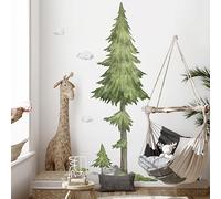 WandSticker4U®- Grand stickers muraux enfants ARBRE GÉANT aquarelle (135x215 cm) I Autocollant mural enfant arbre forêt jungle I Déco murale chambre enfant bébé garçon fille crèche XXL