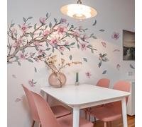 WandSticker4U®- Grand stickers muraux FLEURS de CERISIER rose (120x100 cm) I Autocollant mural fleur arbre branche plantes oiseaux I Déco murale salon chambre adulte enfant cuisine couloir GRAND